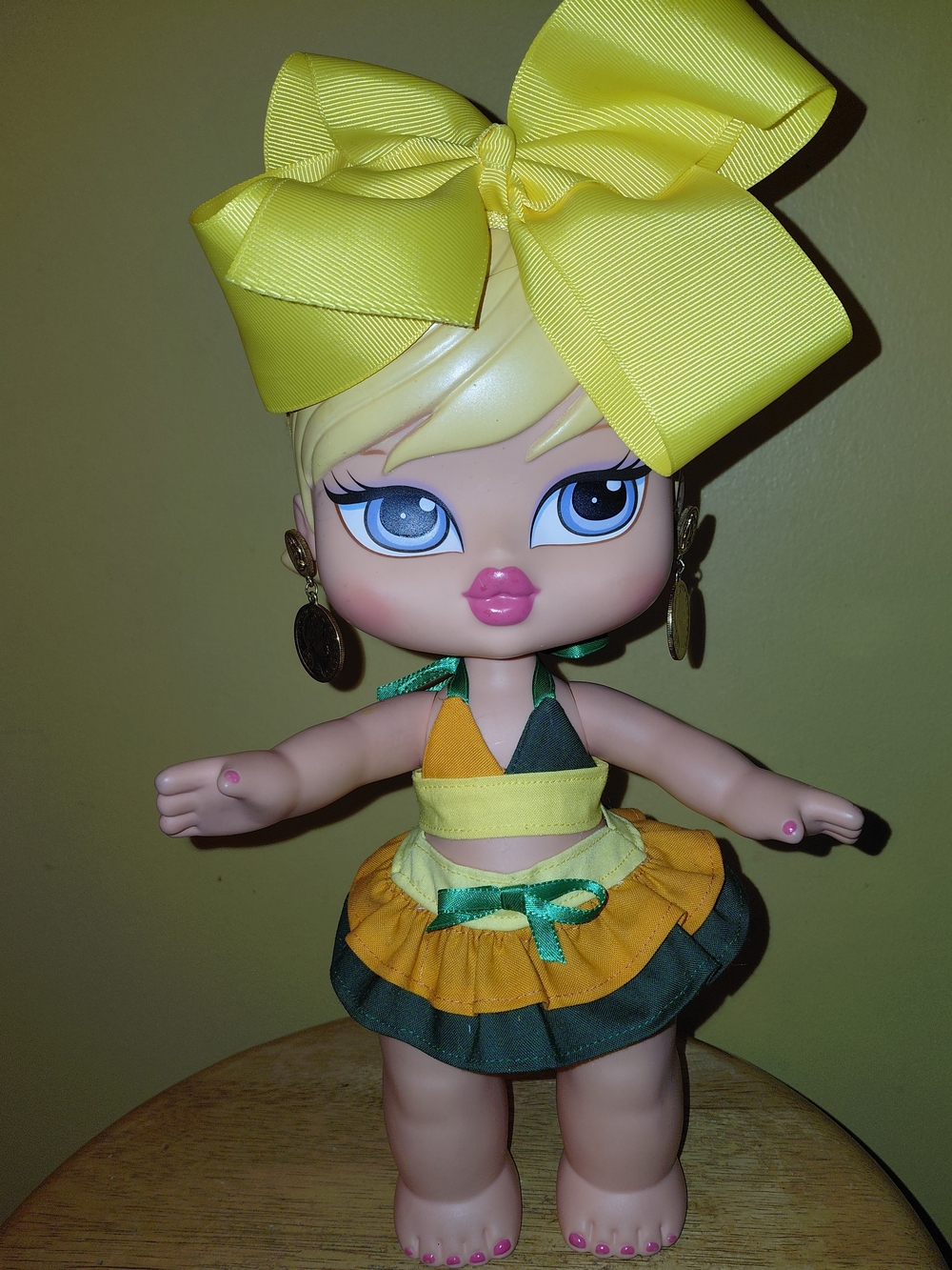 New Handmade Outfit For Bratz Big Babyz Doll,Green-Yellow and Oran̈ge 12"